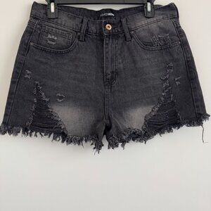 Fashion Nova Distressed Denim High Rise With Ripped Details Shorts Size 9